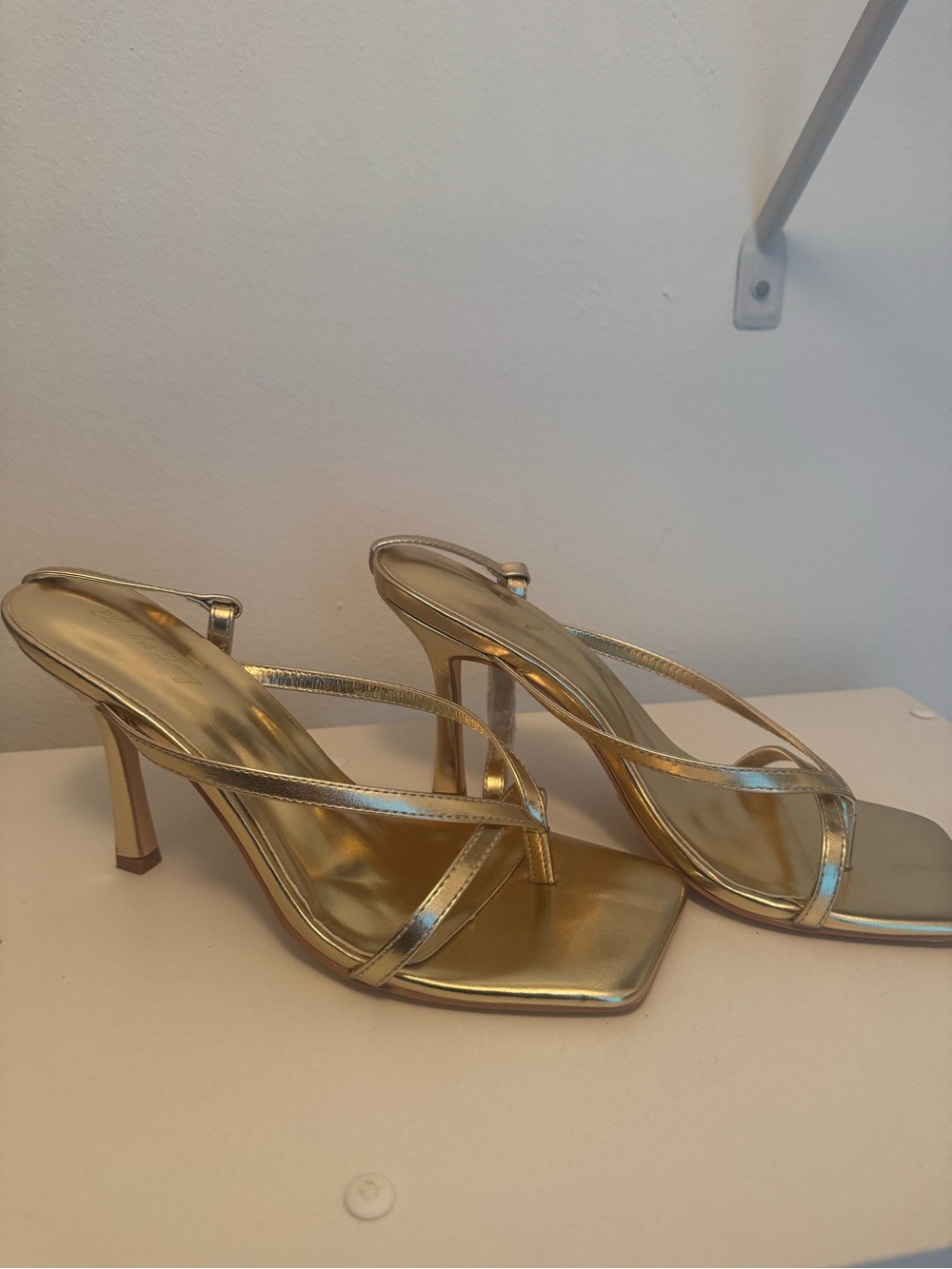 Gold Strappy High-Heel Sandals - Women's Dress Heels